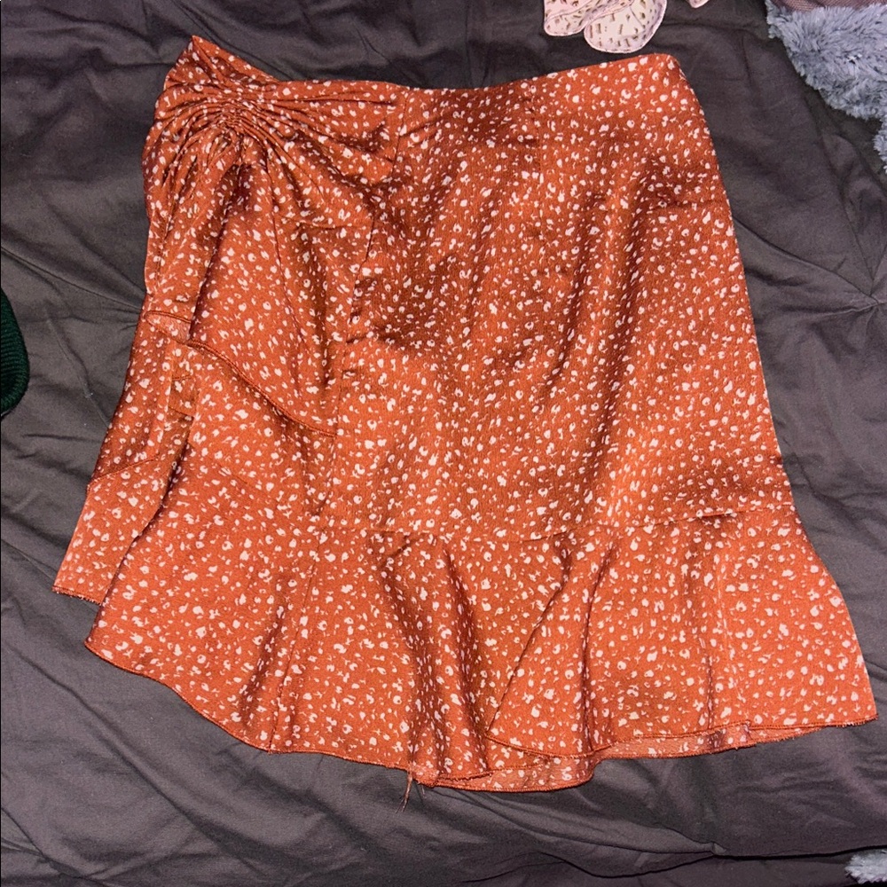 SHEIN Rust Orange Floral Mini Skirt